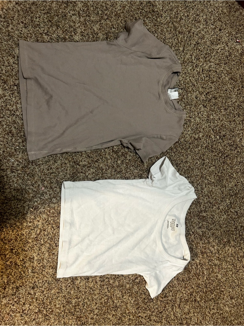 Divided Kids Short Sleeve Tees in White and Taupe